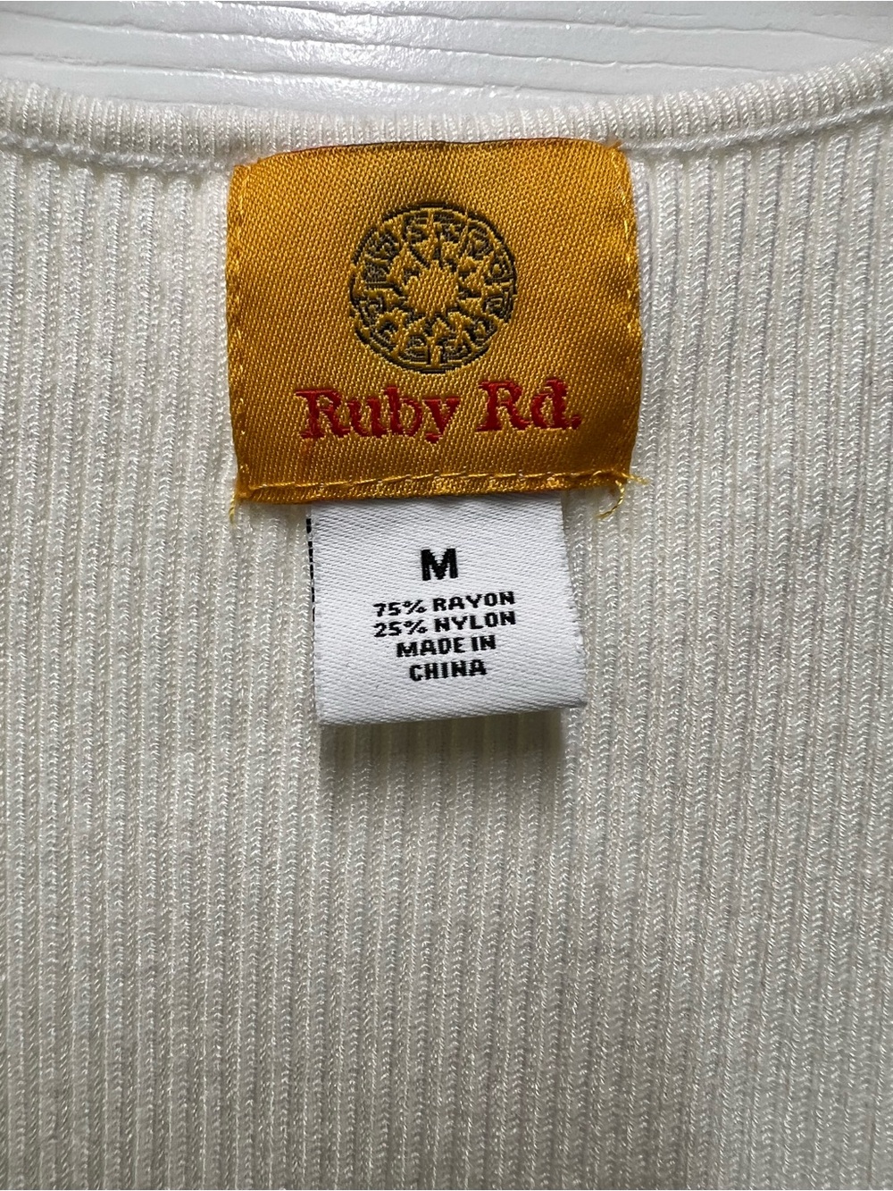 Ruby Rd. Ivory Ribbed Tank with Beaded Bib Necklace - Picture 2 of 5
